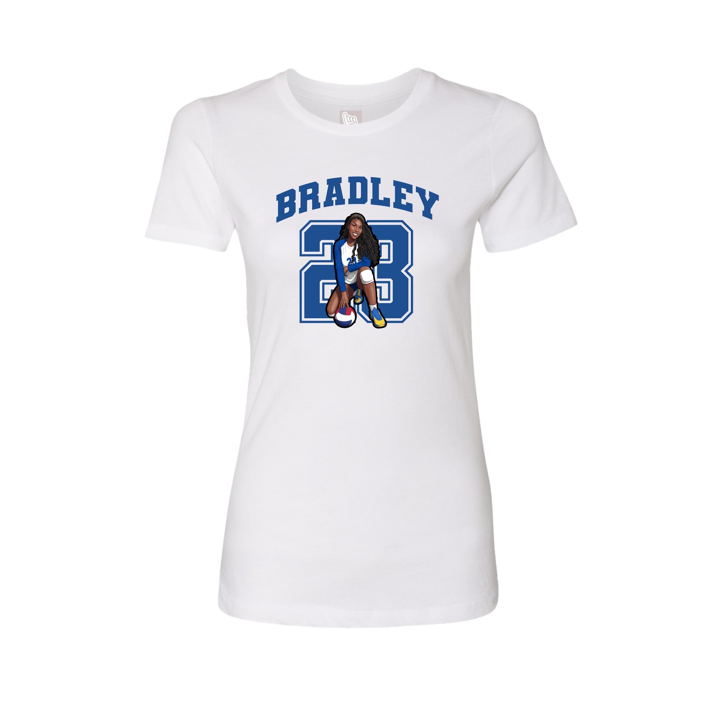 Fitted Women's Tee — Number in White
