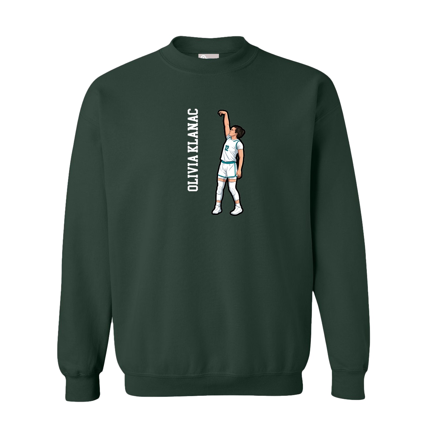 Fleece Crew — Name Vertical in Green