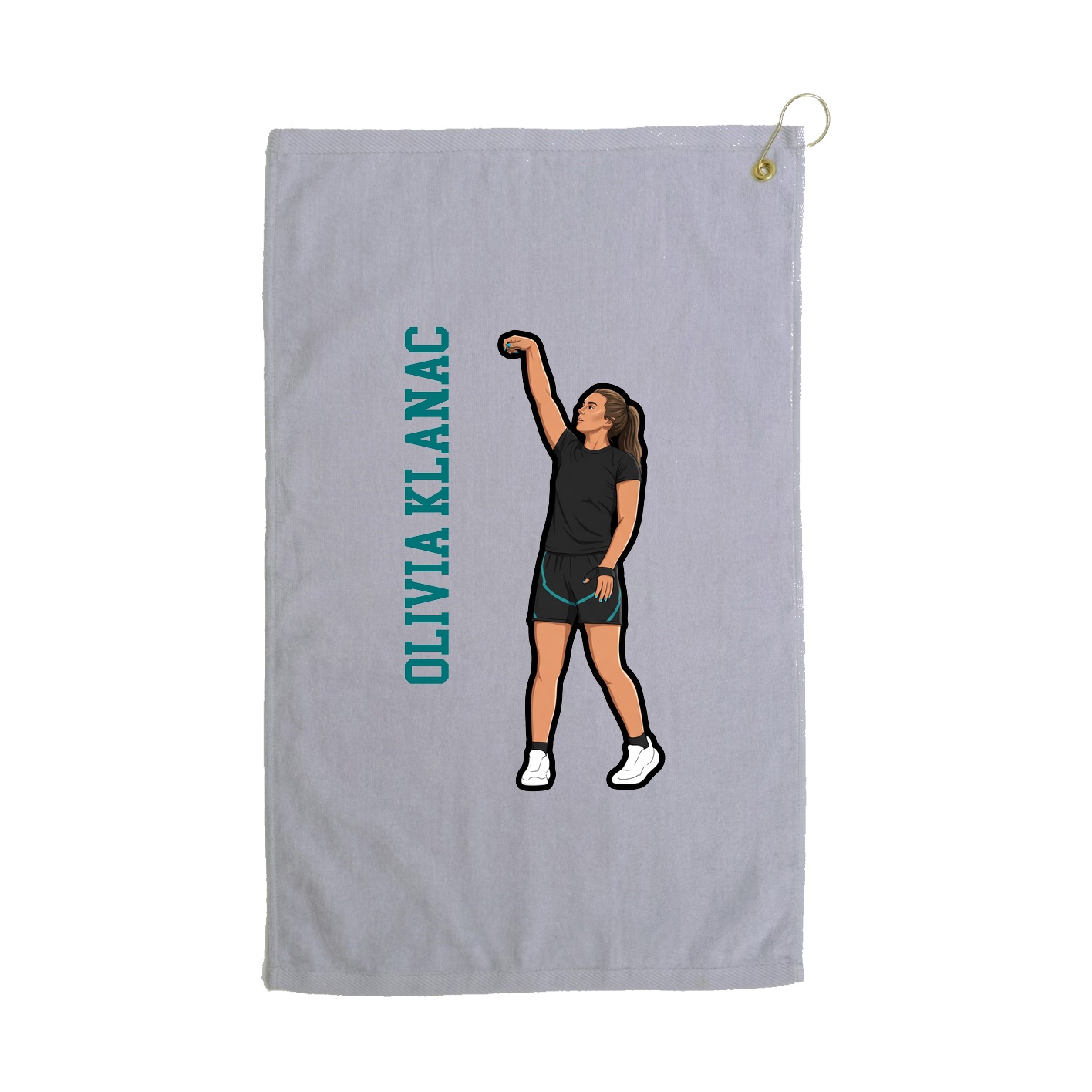 Golf Towel — Name Vertical in Grey