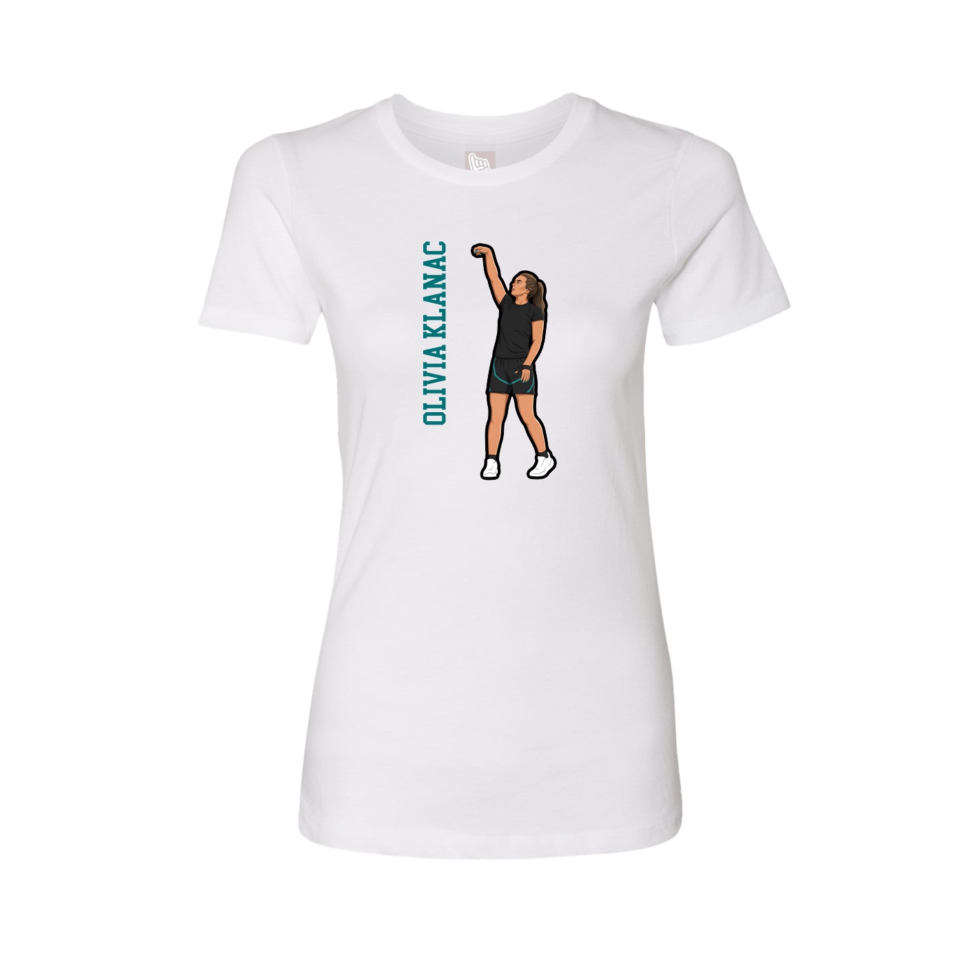 Fitted Women's Tee — Name Vertical in White