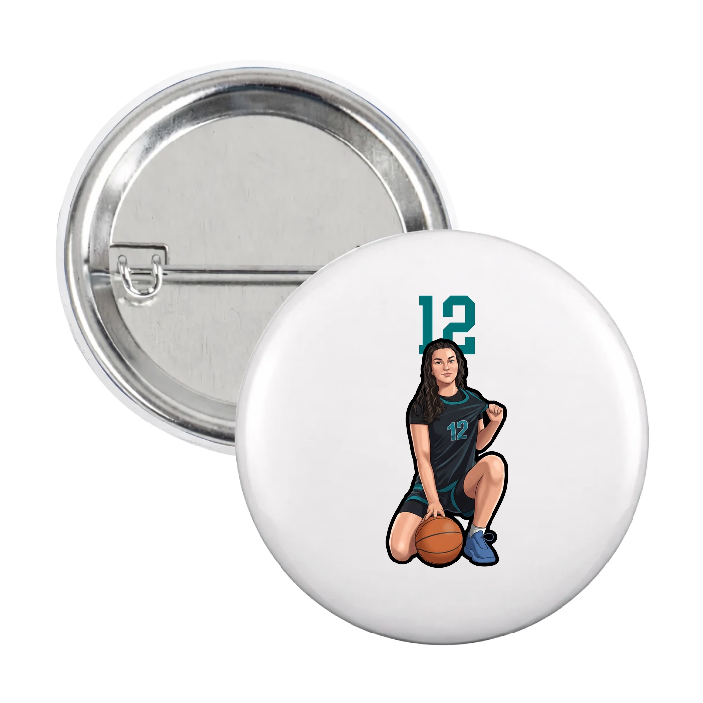 Game Day Button — Number Top in White