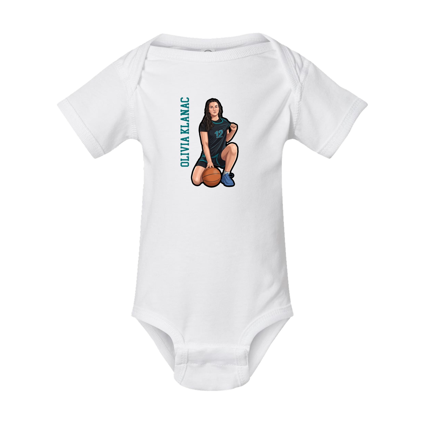 Baby Onesie — Name Vertical in White