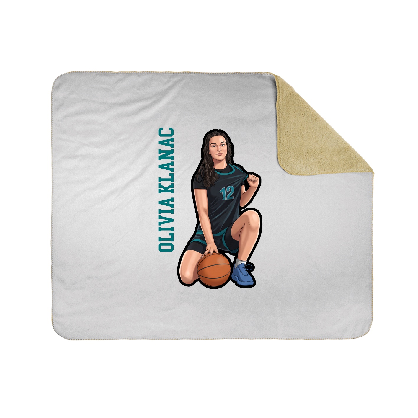 Throw Blanket — Name Vertical in White