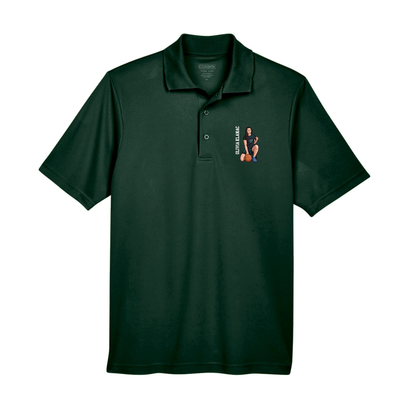Performance Polo — Name Vertical in Green