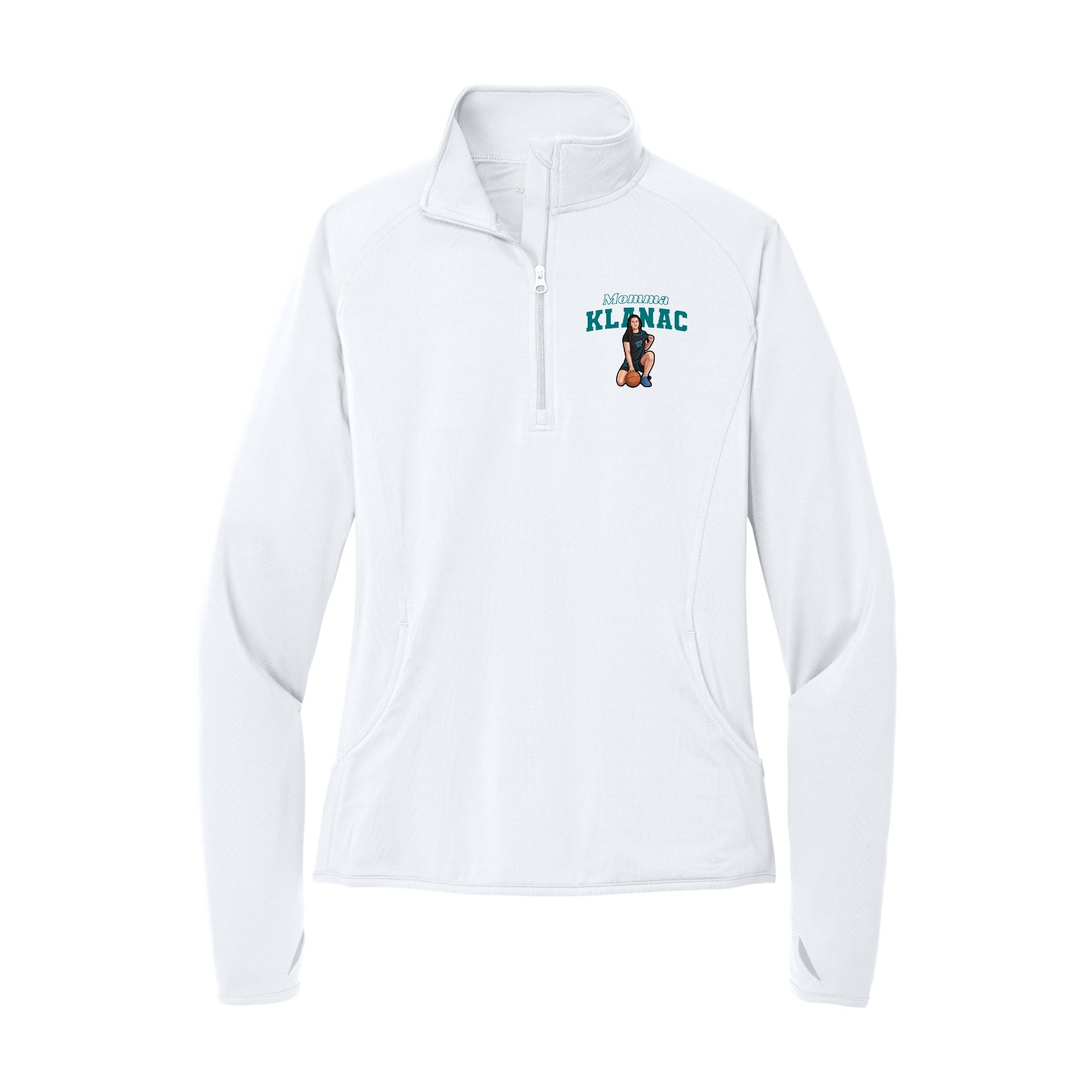 Women's Q-Zip Pullover — Mothers Day Block in White