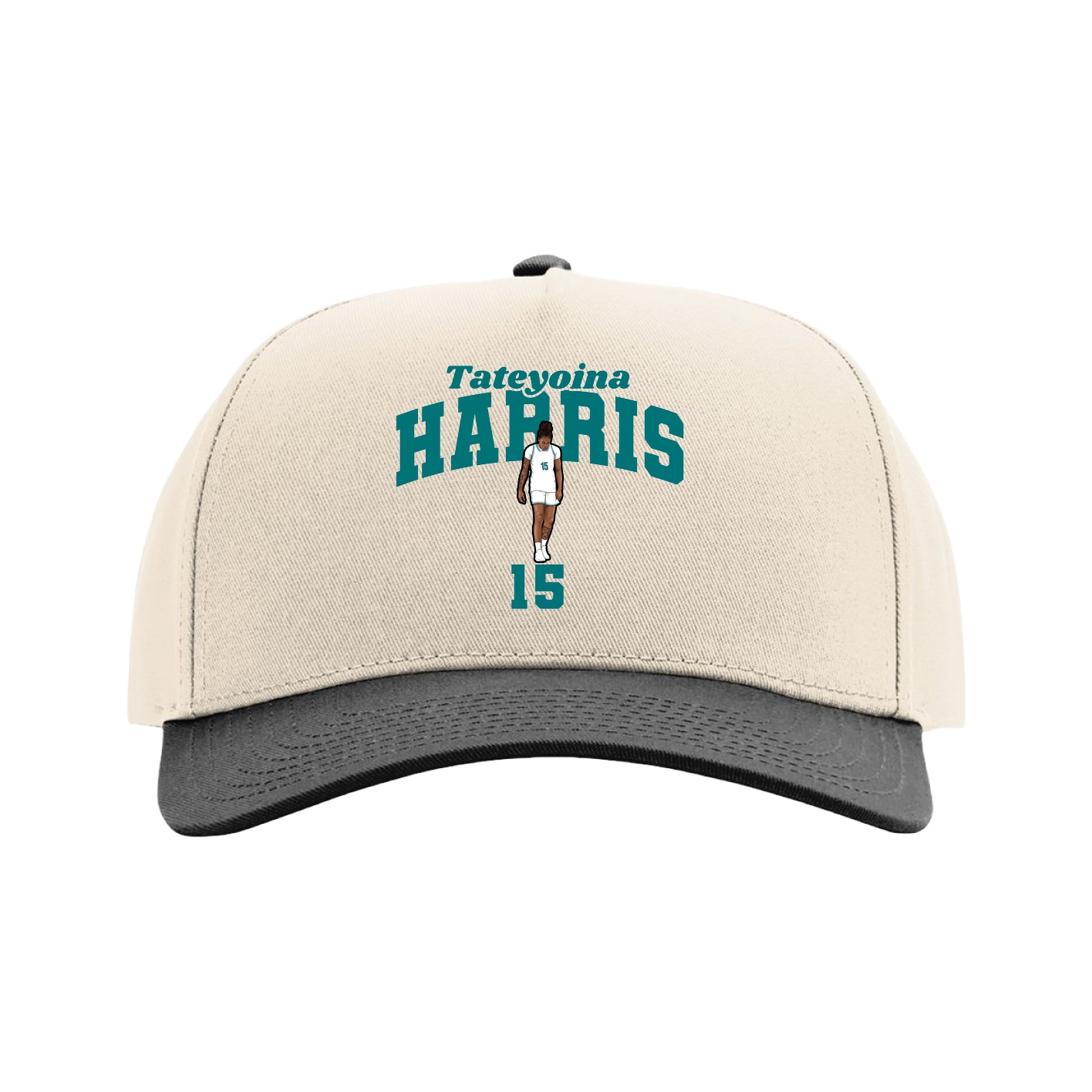 Full Fabric Five-Panel Champ Cap — Signature Arch in Cream/Black