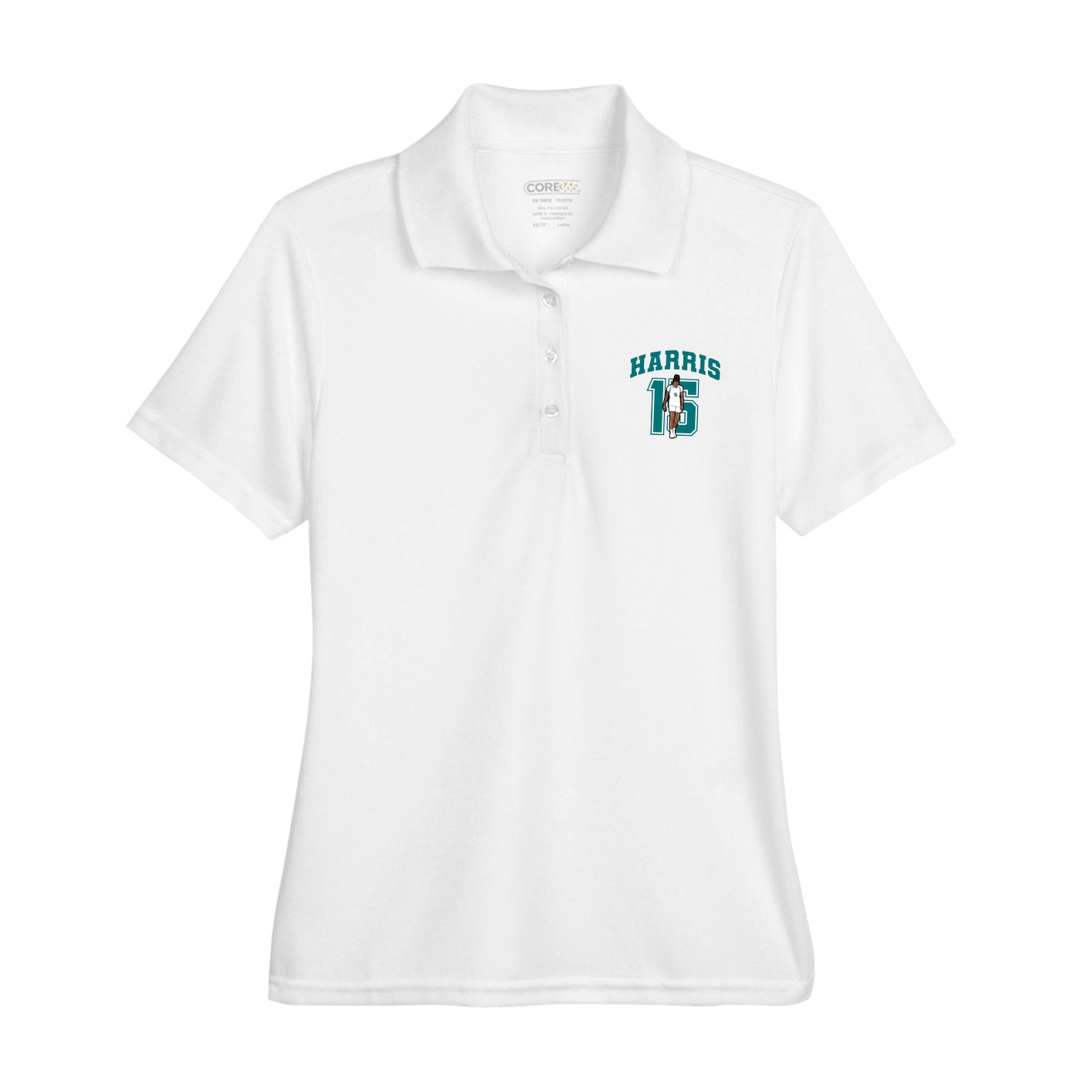 Womens Performance Polo — Number in White