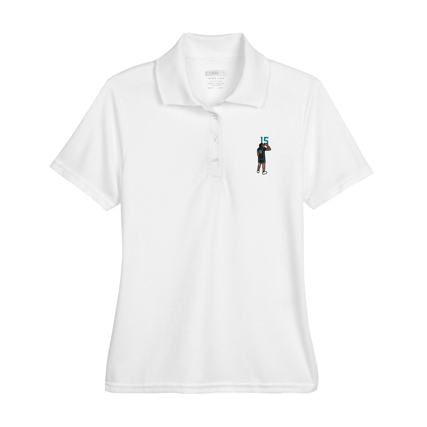 Womens Performance Polo — Number Top in White