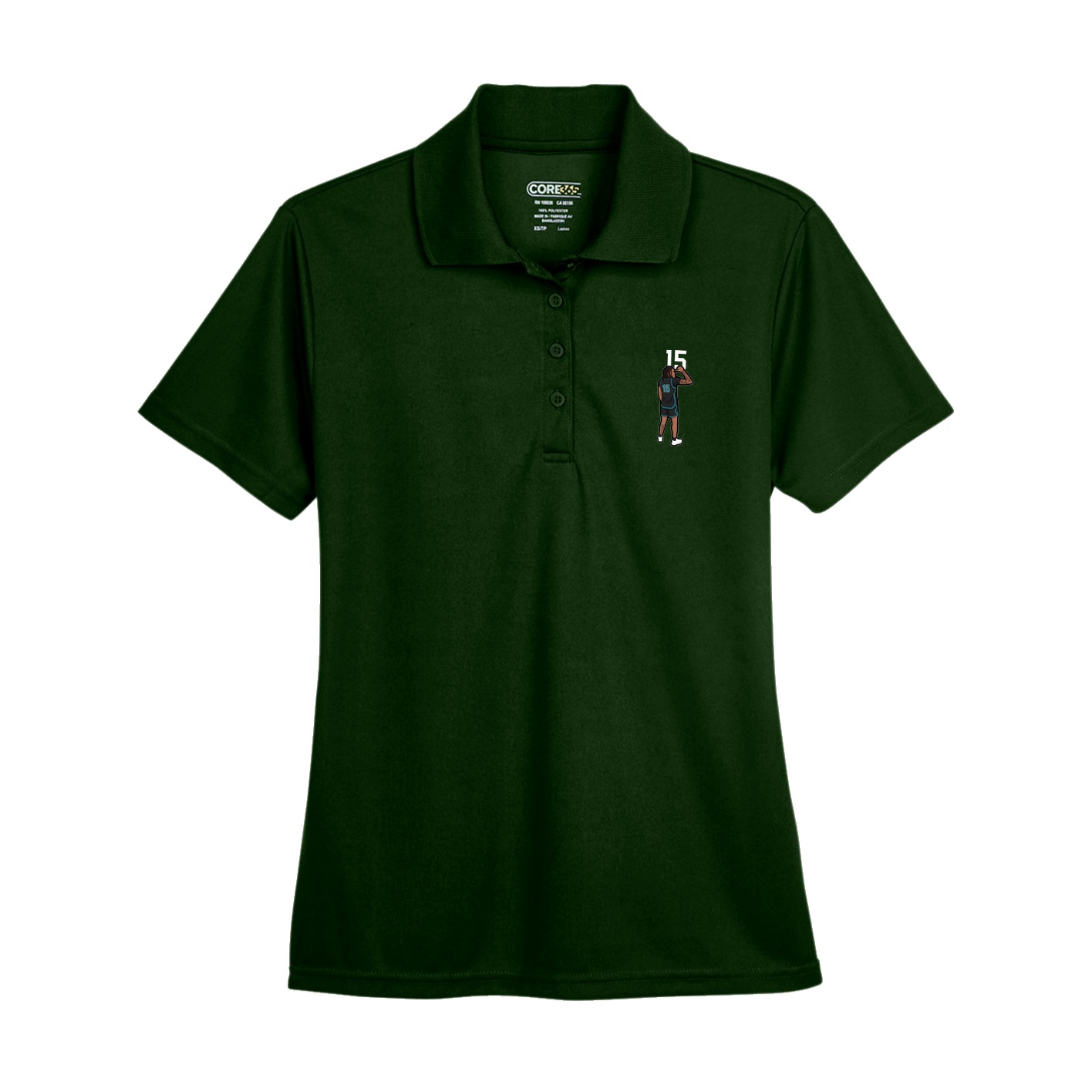 Womens Performance Polo — Number Top in Green