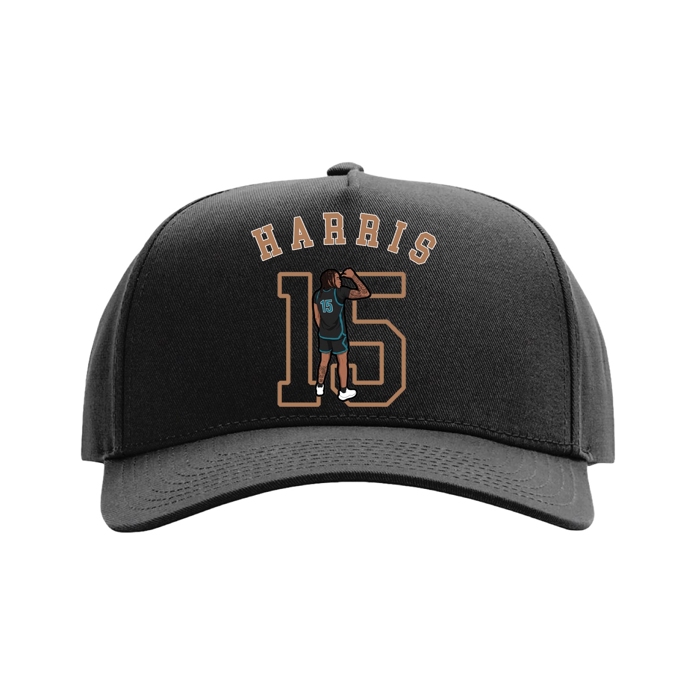 Full Fabric Five-Panel Champ Cap — Shirsey Arch in Black