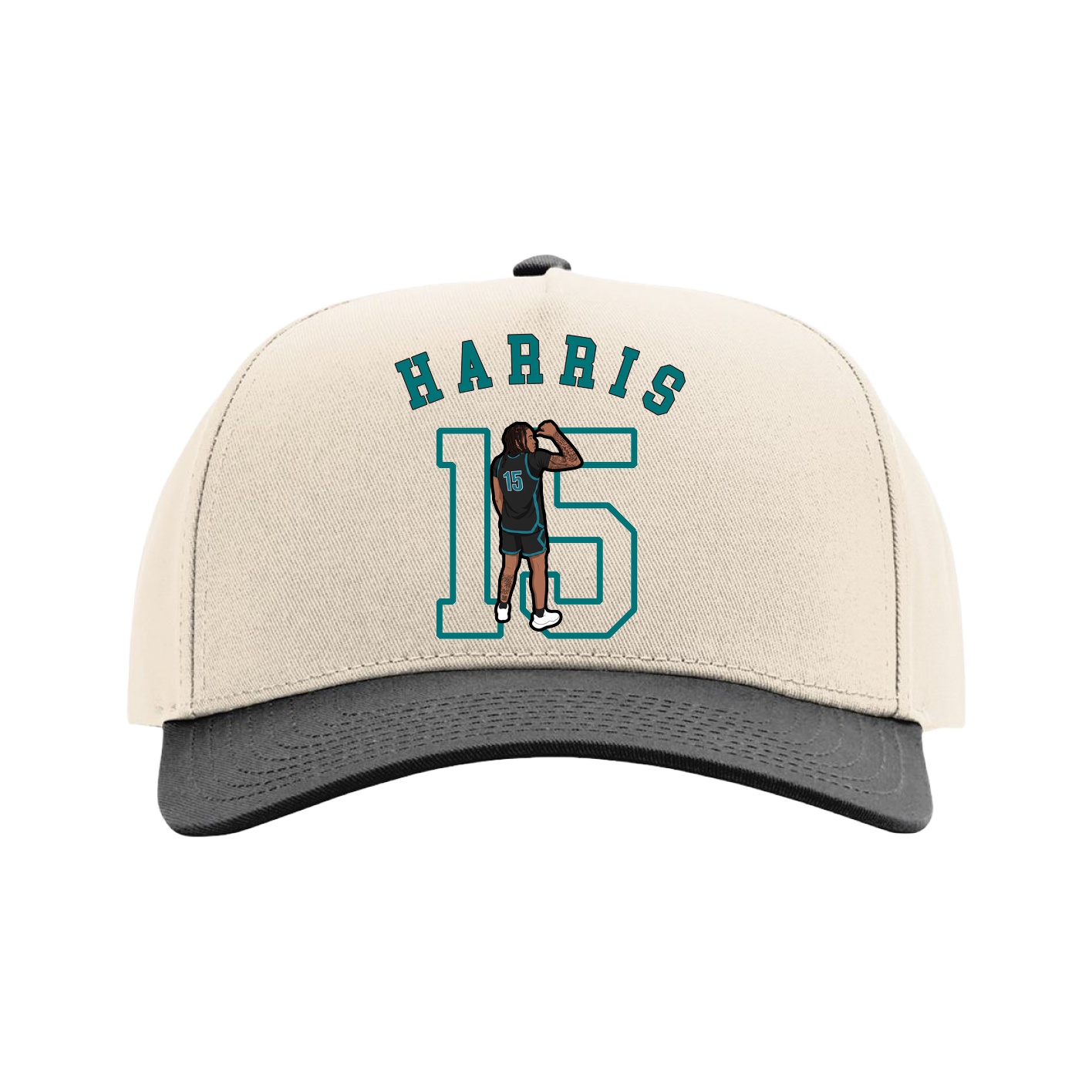 Full Fabric Five-Panel Champ Cap — Shirsey Arch in Cream/Black
