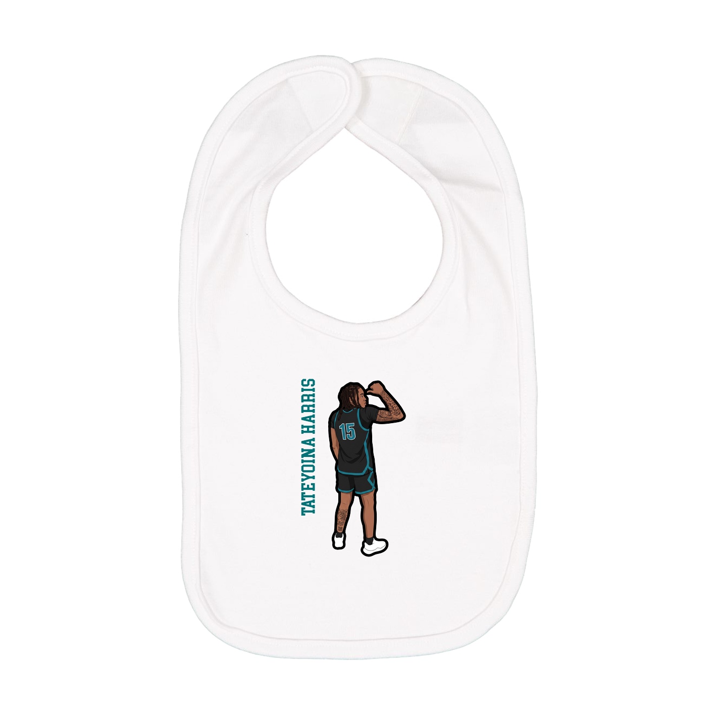 Infant Bib — Name Vertical in White