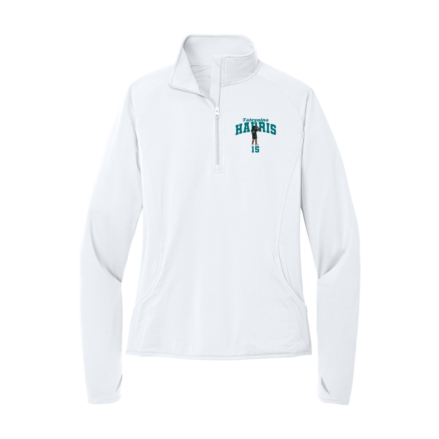 Women's Q-Zip Pullover — Signature Arch in White
