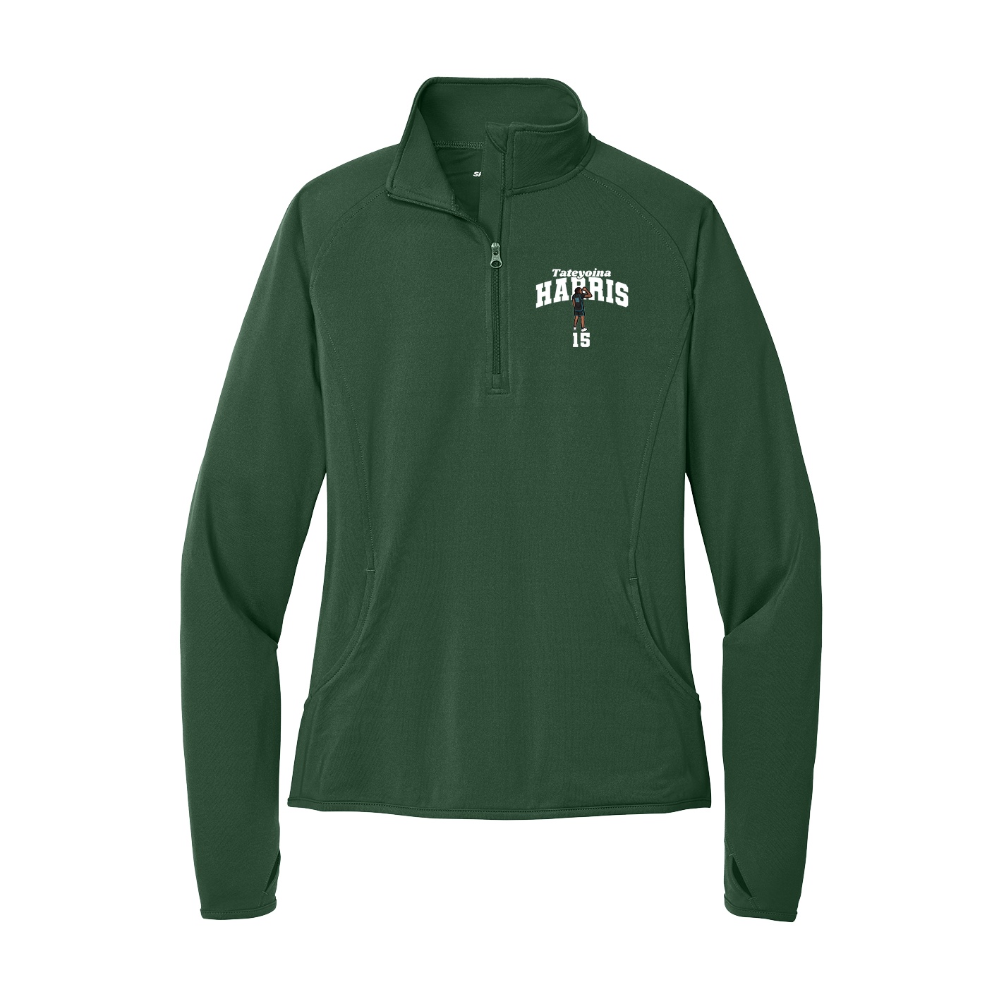 Women's Q-Zip Pullover — Signature Arch in Green