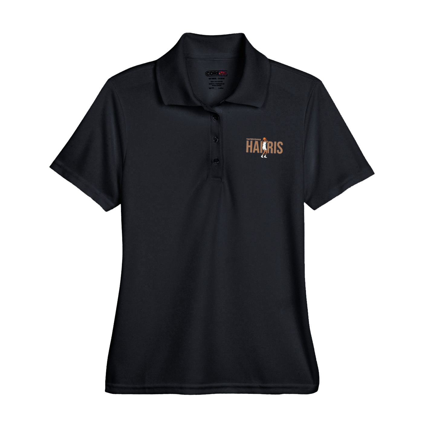 Womens Performance Polo — Player Name in Black