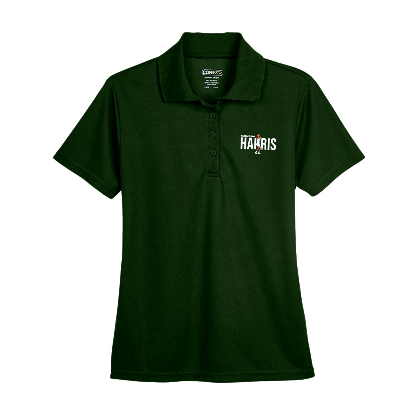 Womens Performance Polo — Player Name in Green
