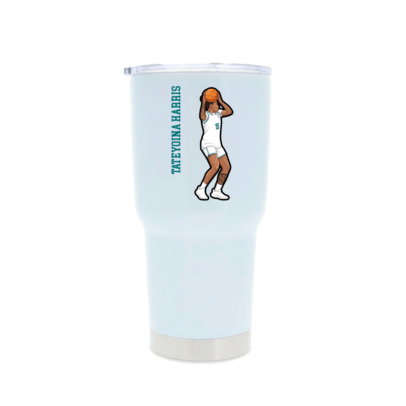 30oz Stainless Steel Tumbler — Name Vertical in White