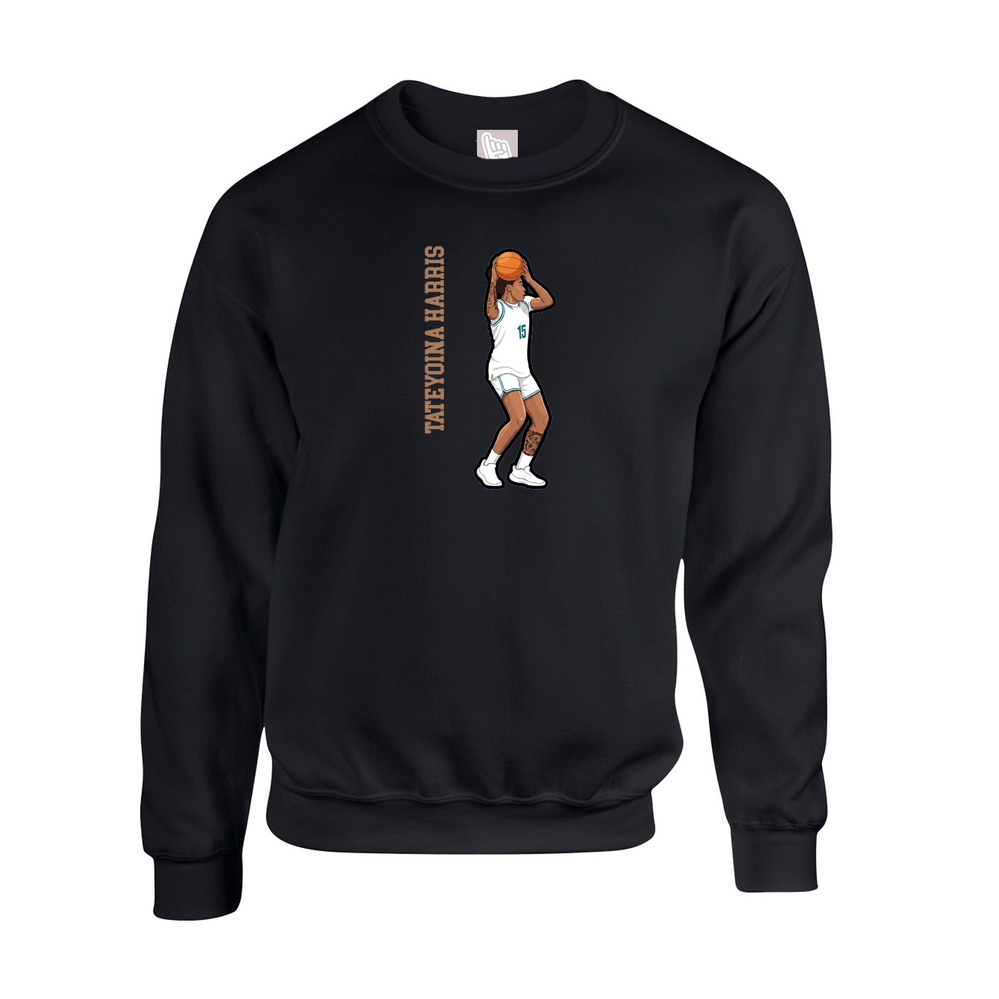 Fleece Crew — Name Vertical in Black