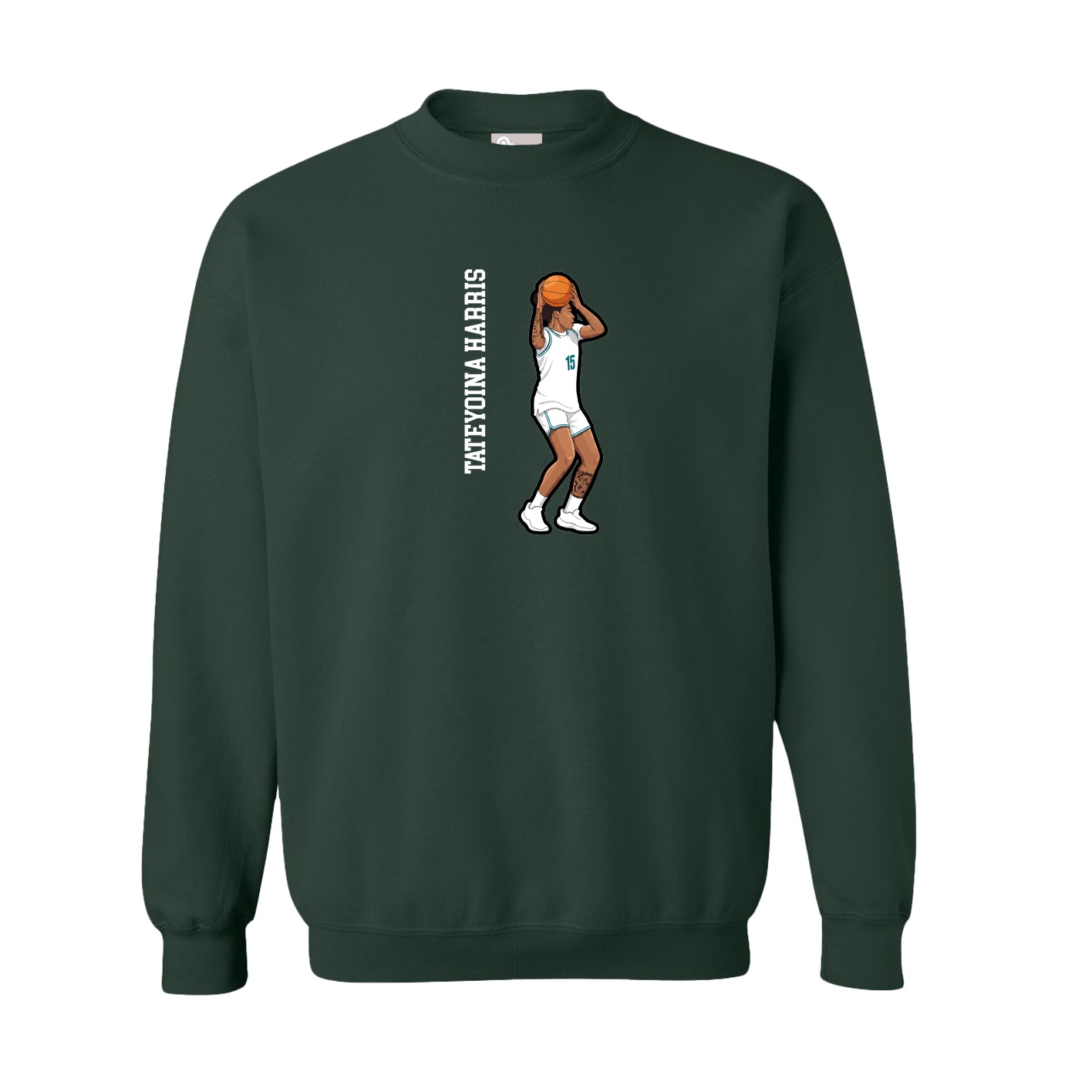 Fleece Crew — Name Vertical in Green
