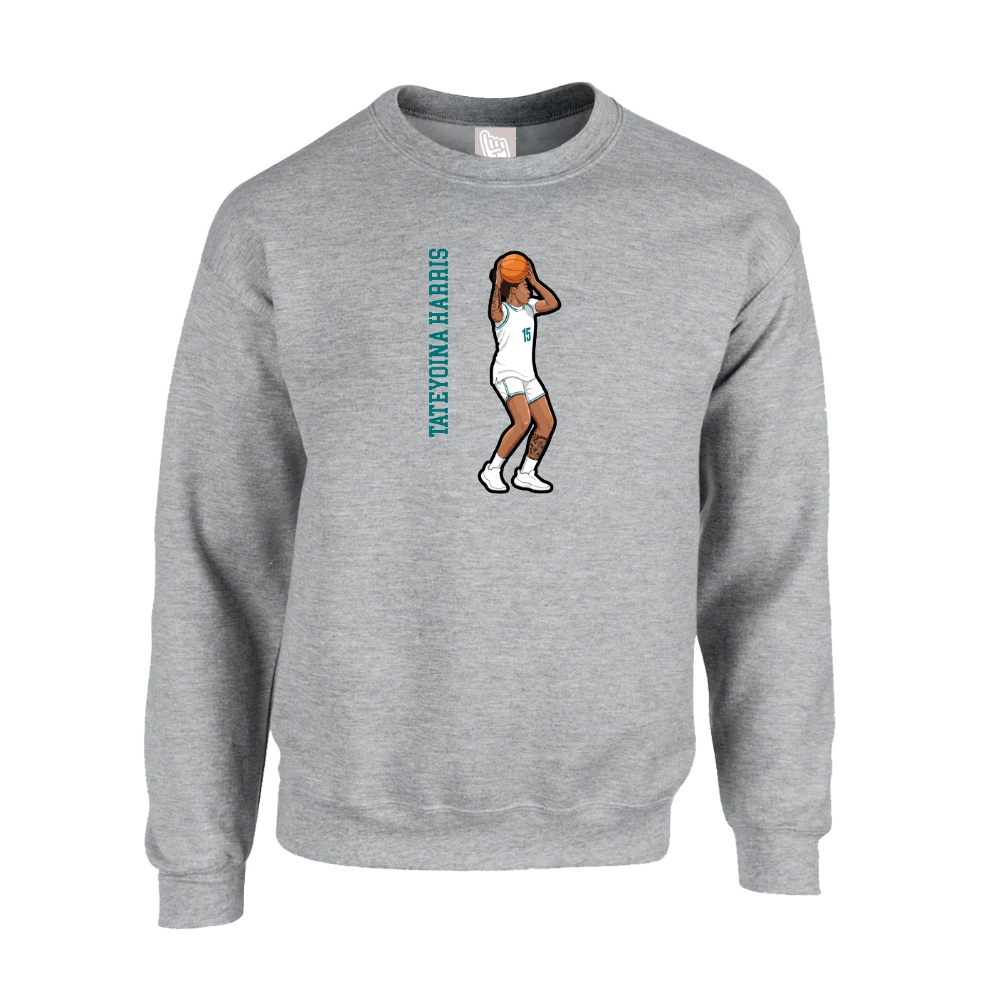 Fleece Crew — Name Vertical in Grey