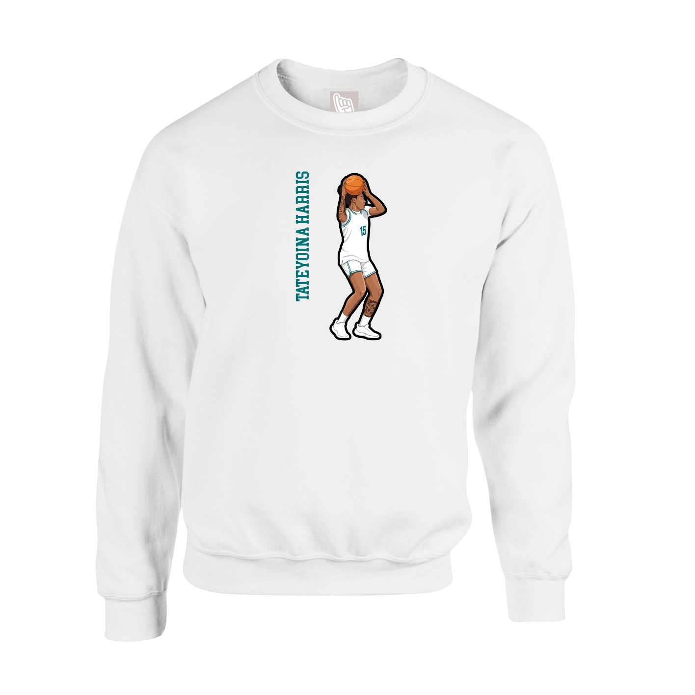 Fleece Crew — Name Vertical in White