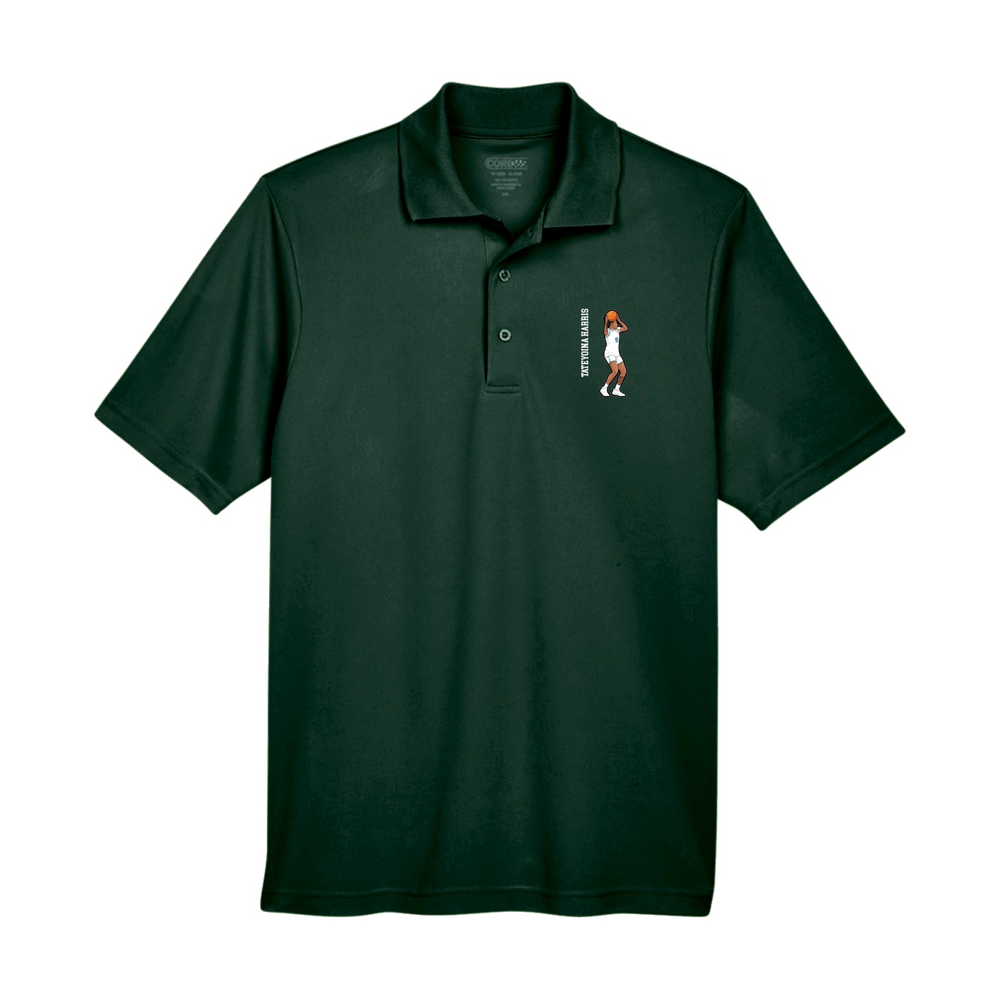 Performance Polo — Name Vertical in Green