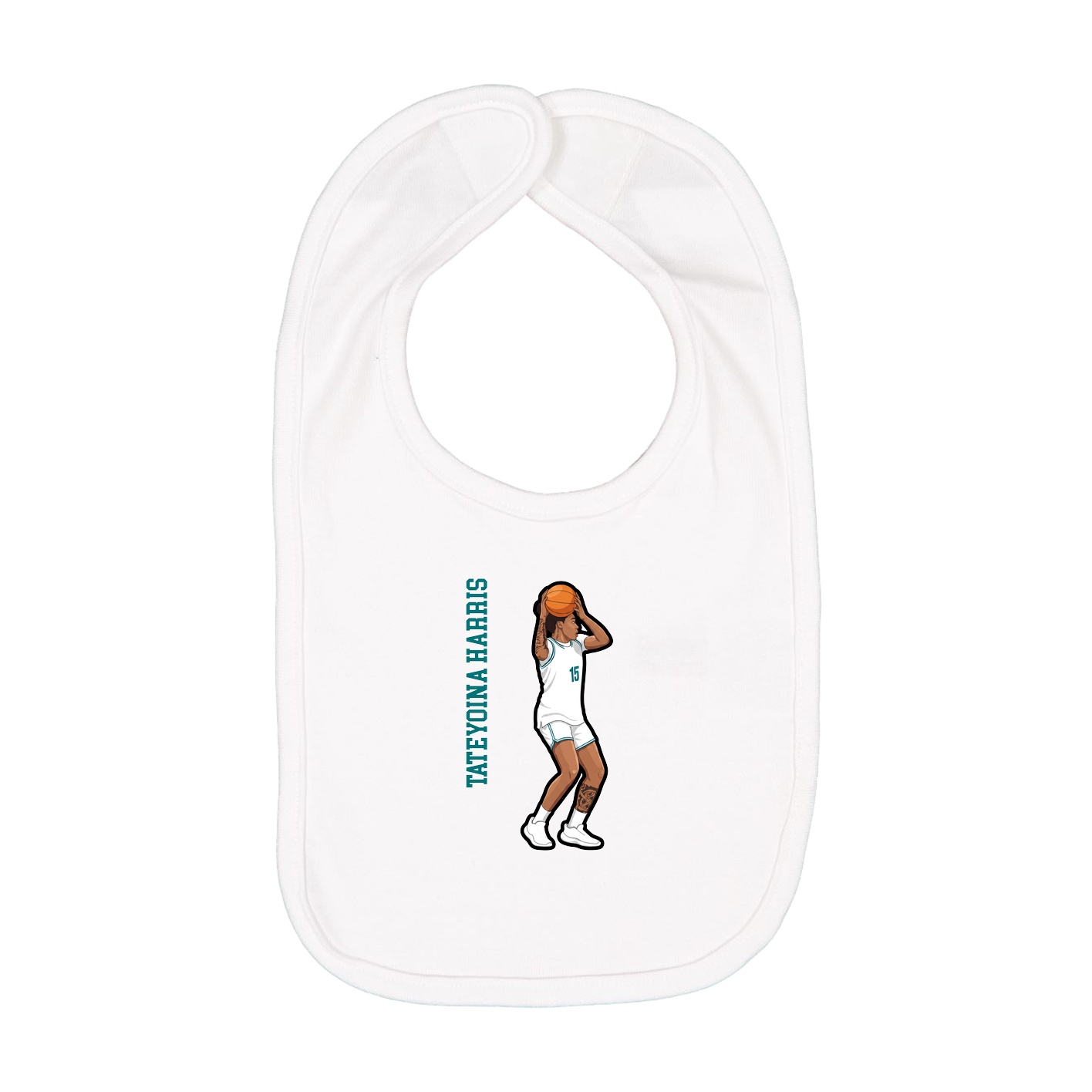 Infant Bib — Name Vertical in White