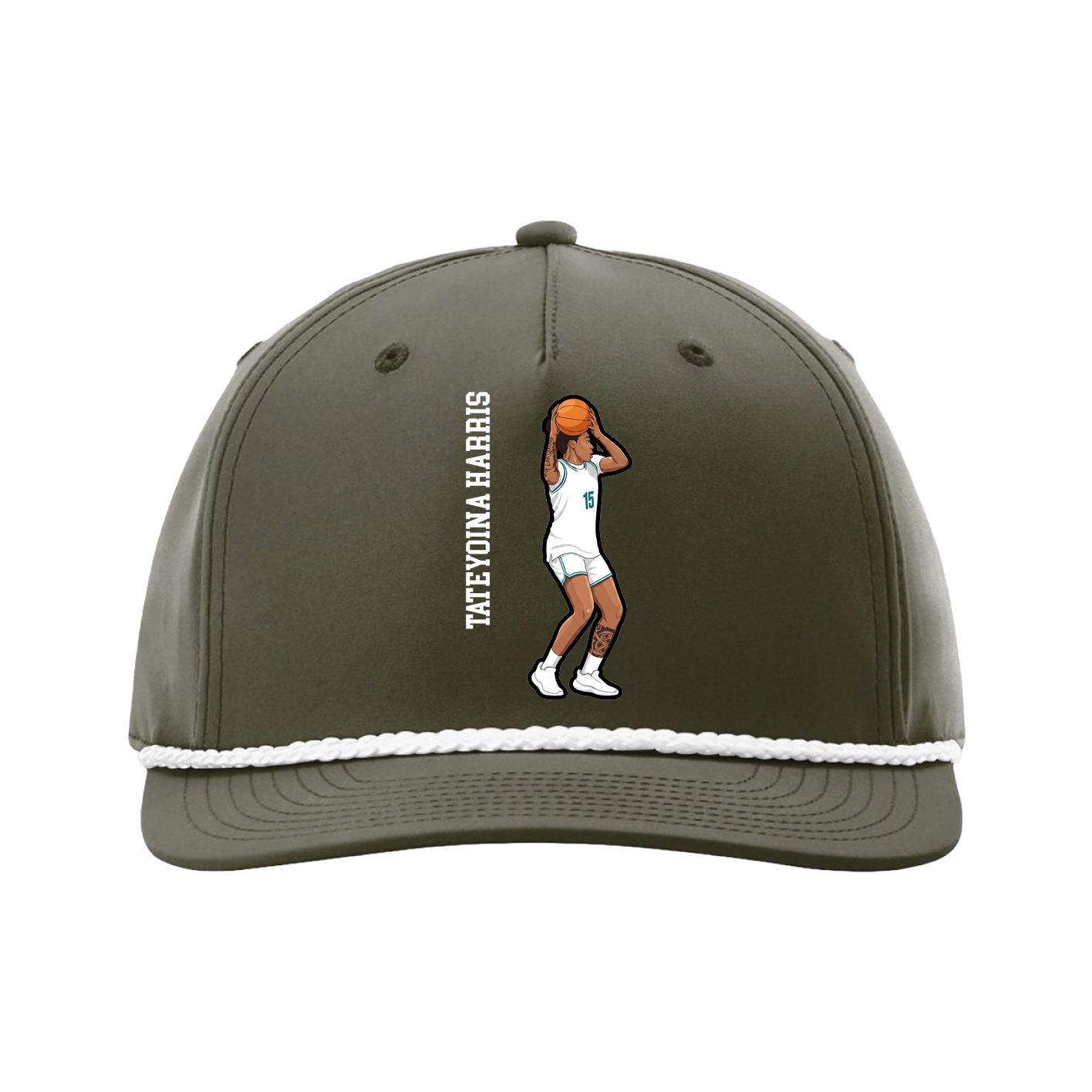 Five-Panel Classic Rope Cap — Name Vertical in Green