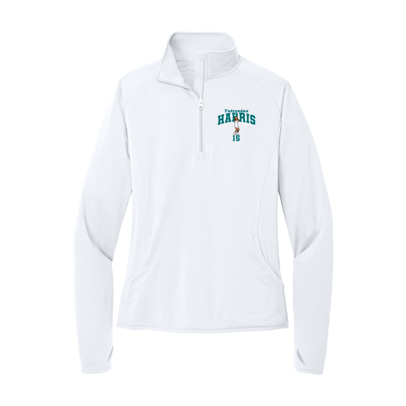 Women's Q-Zip Pullover — Signature Arch in White