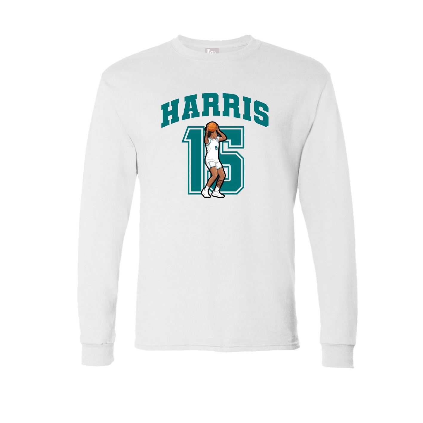 Long Sleeve Tee — Number in White