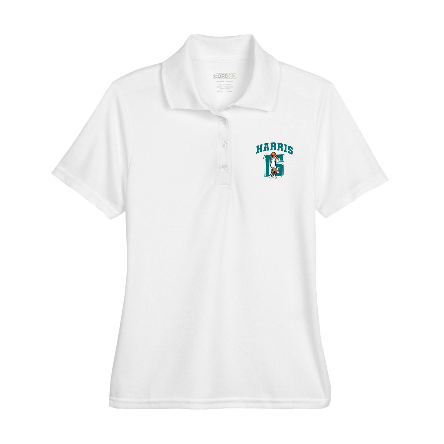 Womens Performance Polo — Number in White