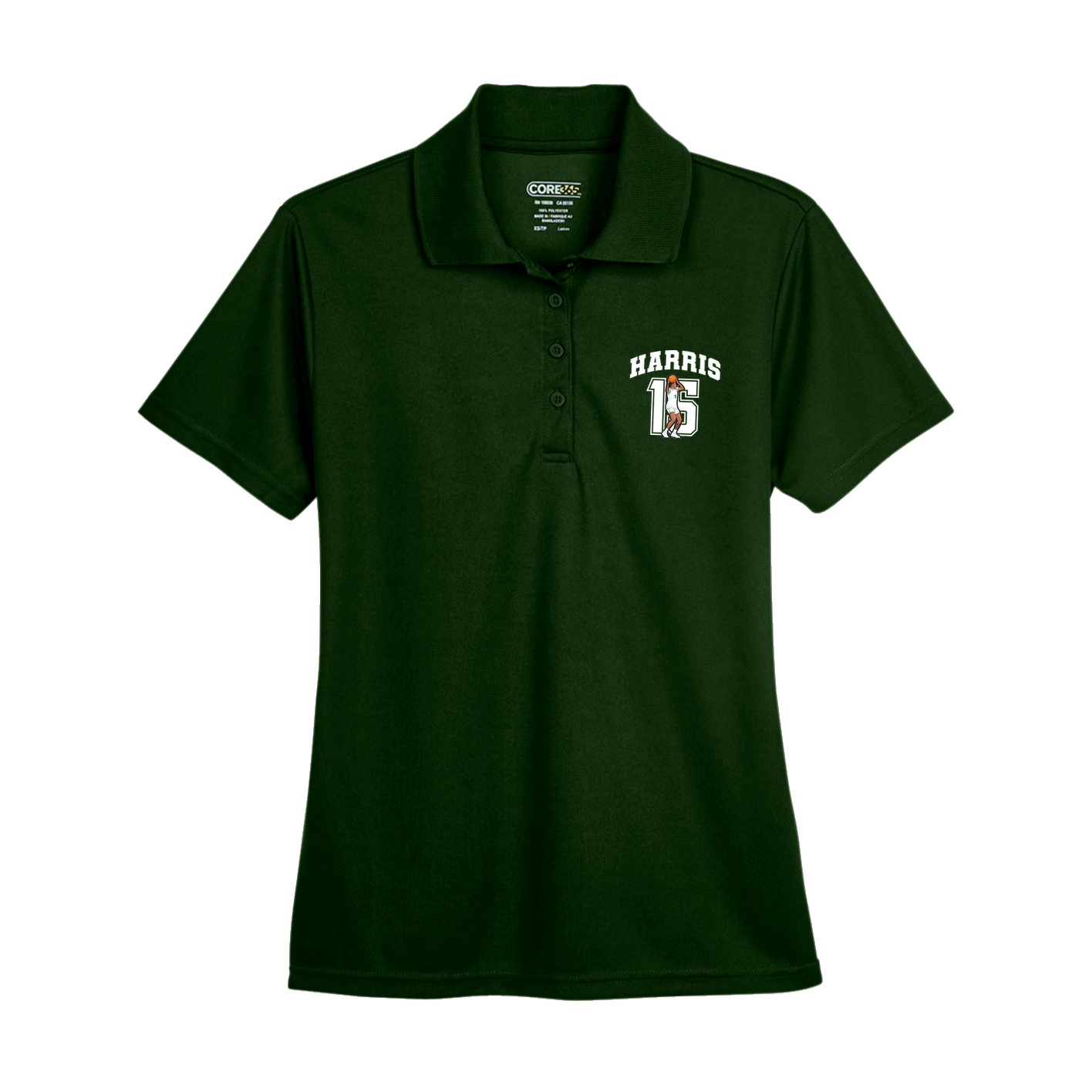 Womens Performance Polo — Number in Green