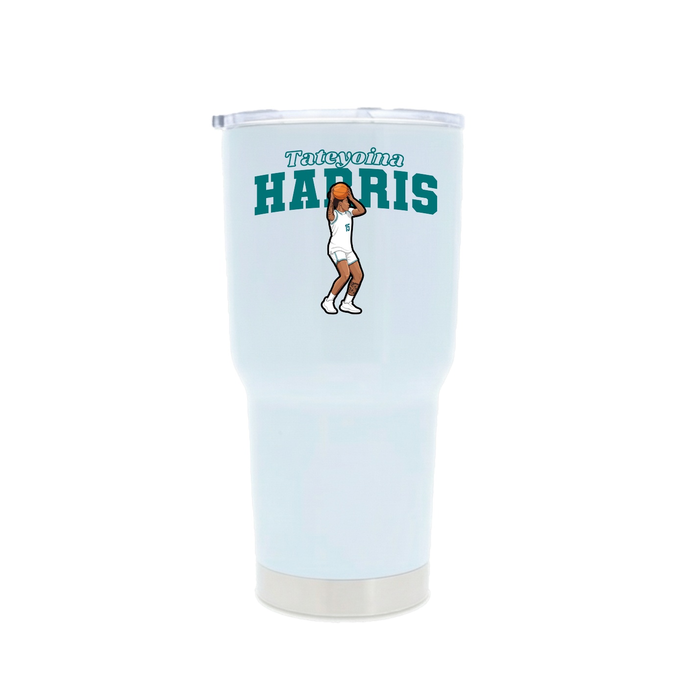 30oz Stainless Steel Tumbler — Name Arch in White