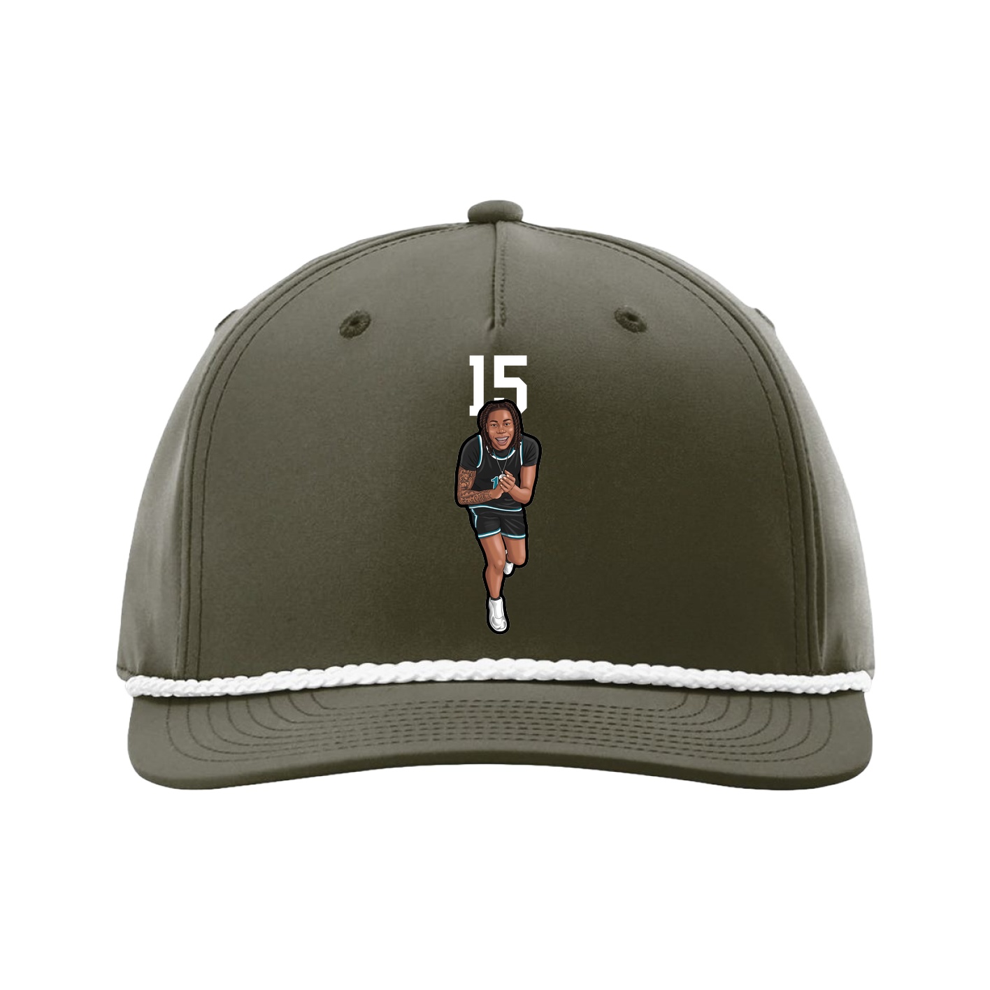 Five-Panel Classic Rope Cap — Number Top in Green