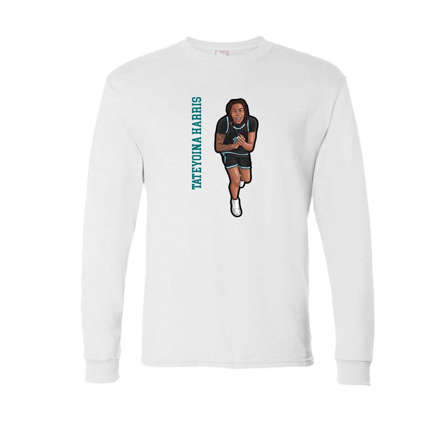 Long Sleeve Tee — Name Vertical in White