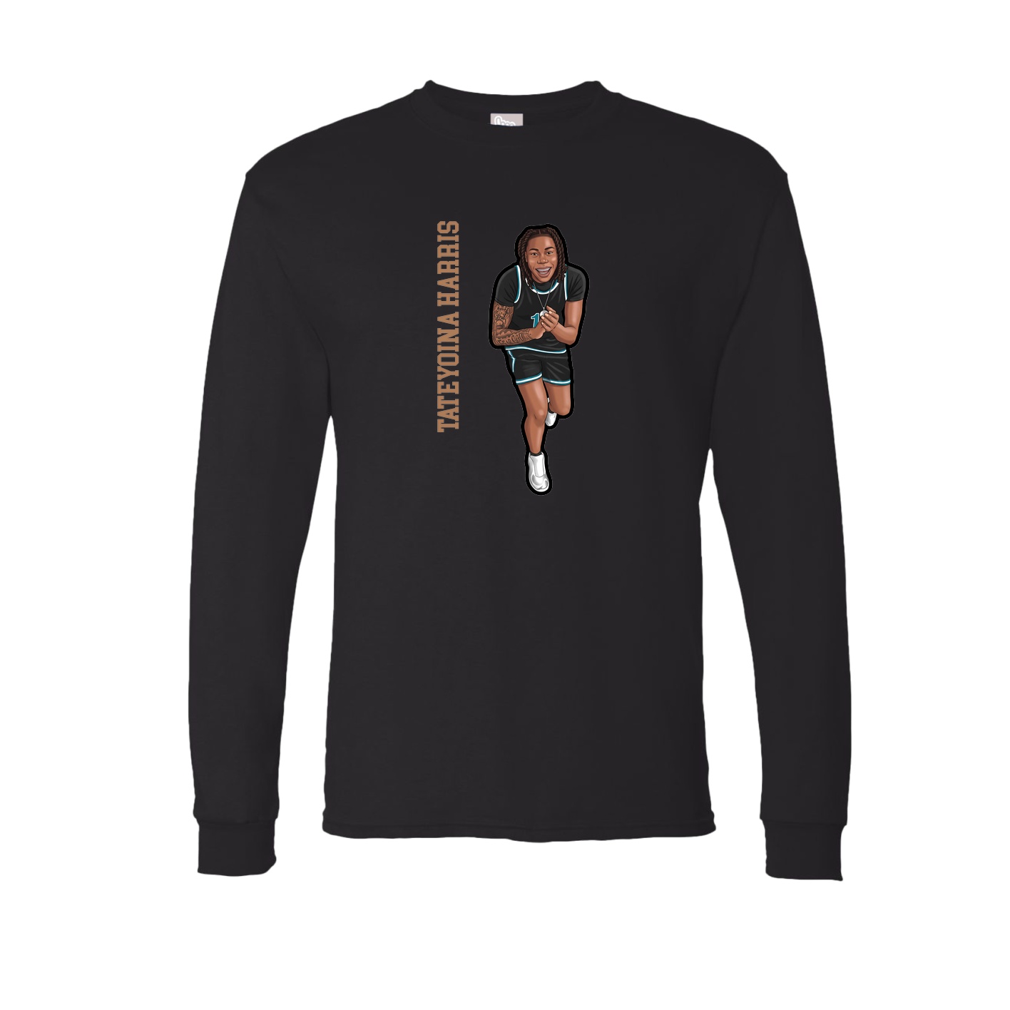 Long Sleeve Tee — Name Vertical in Black