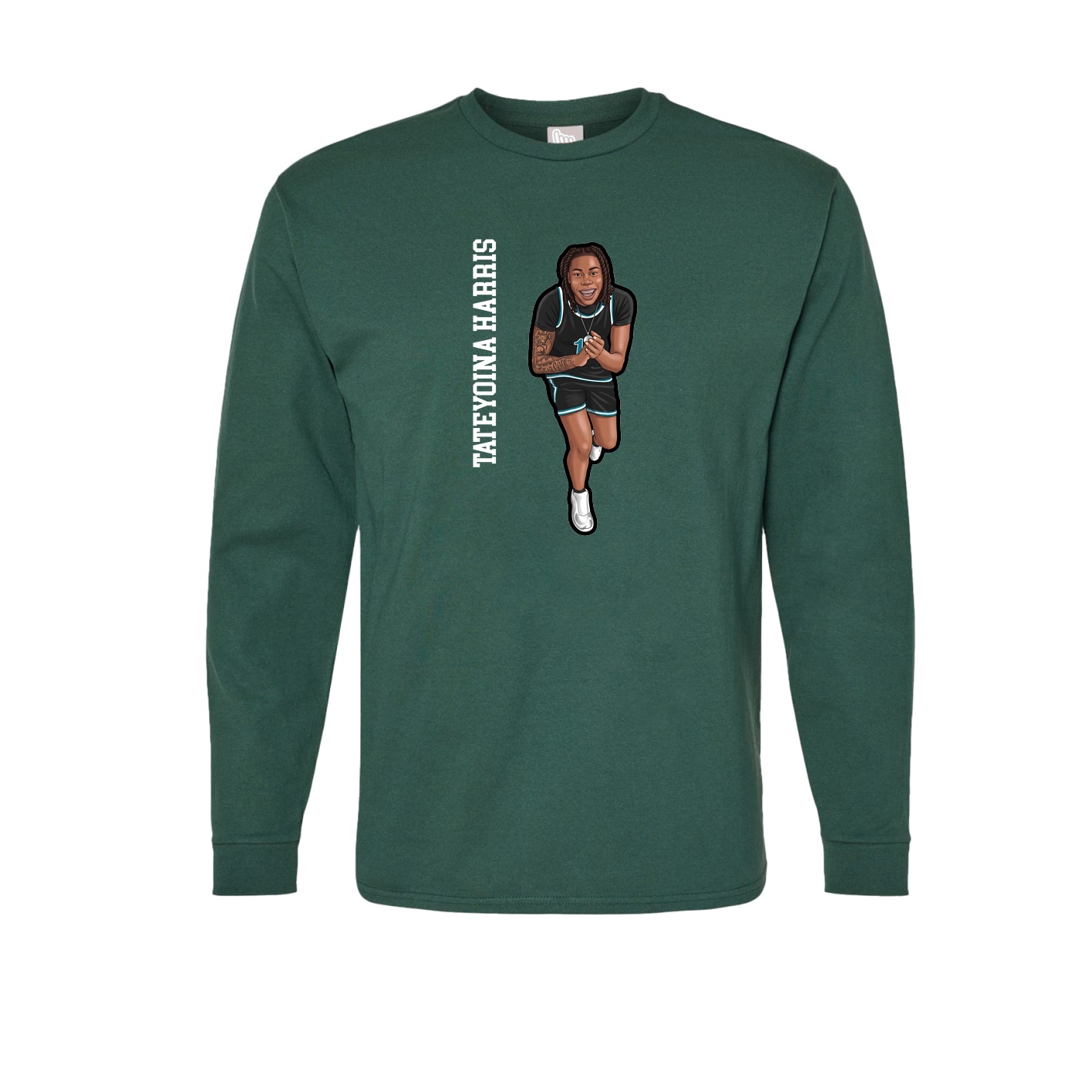 Long Sleeve Tee — Name Vertical in Green