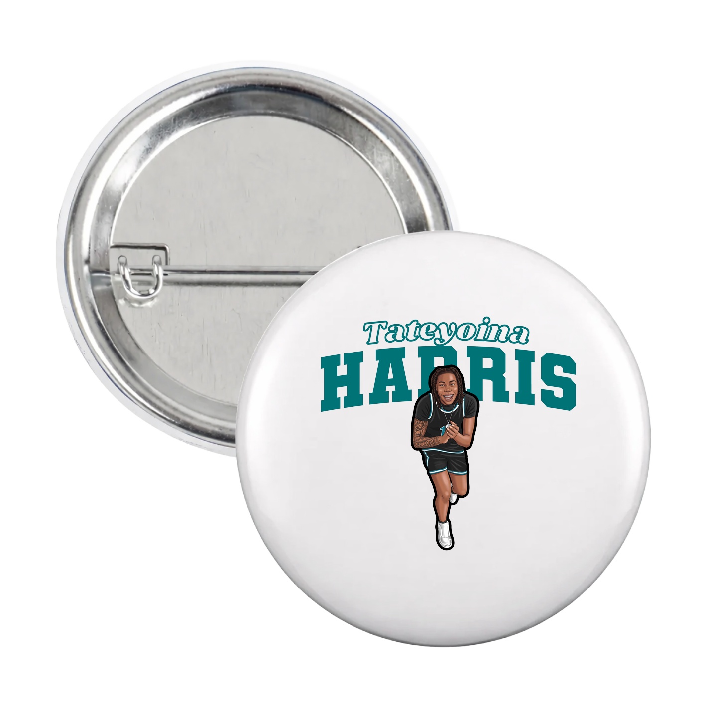 Game Day Button — Name Arch in White