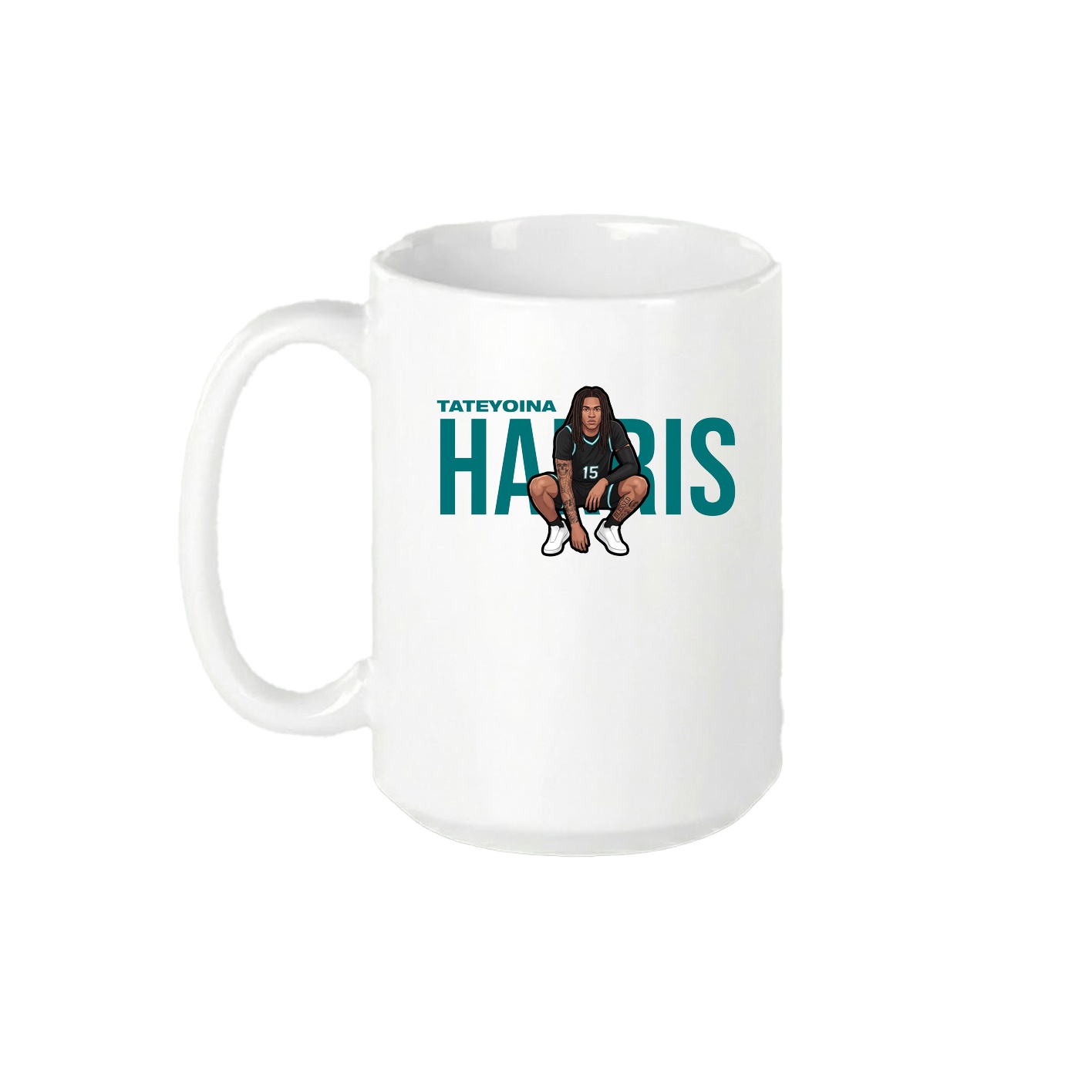 15oz Coffee Mug — Player Name in White