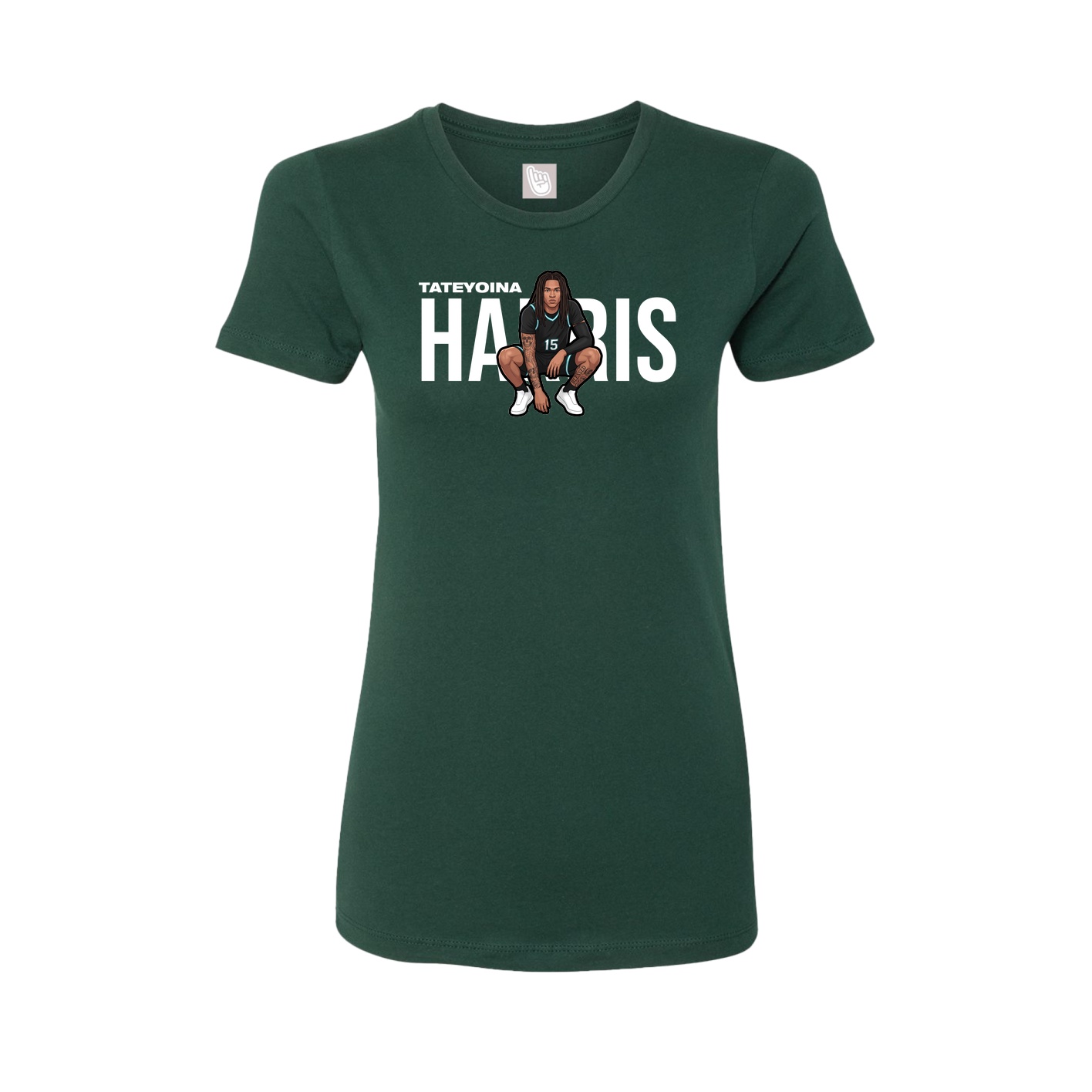 Womens Tee — Player Name in Green