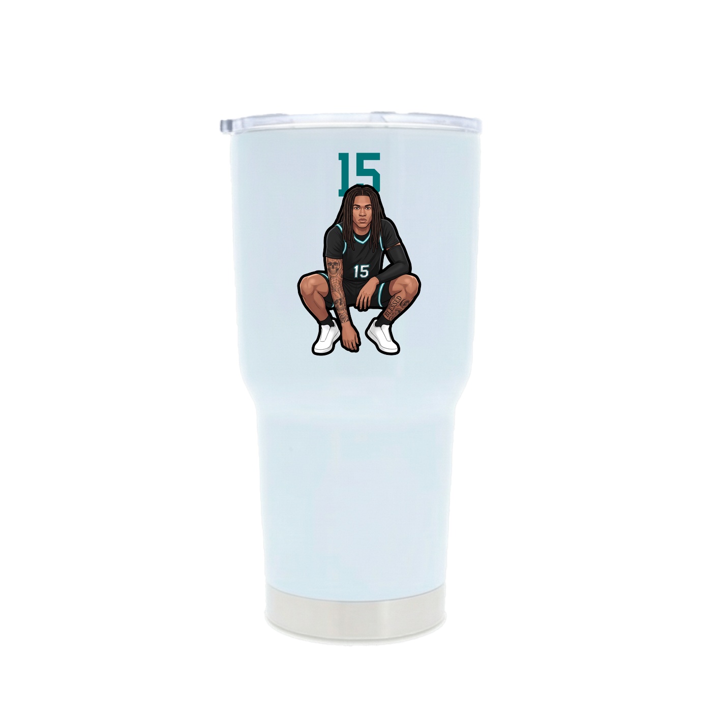 30oz Stainless Steel Tumbler — Number Top in White