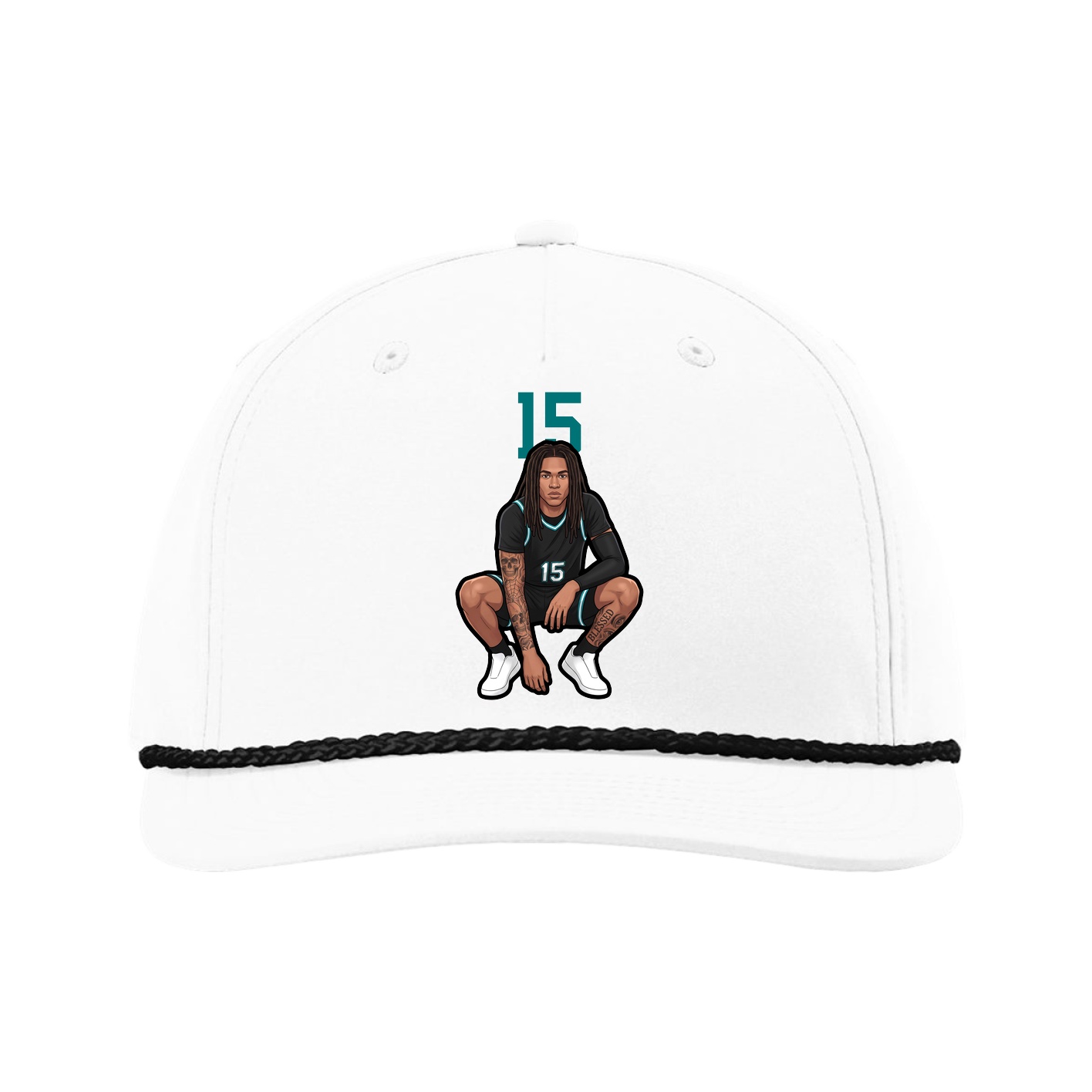 Five-Panel Classic Rope Cap — Number Top in White