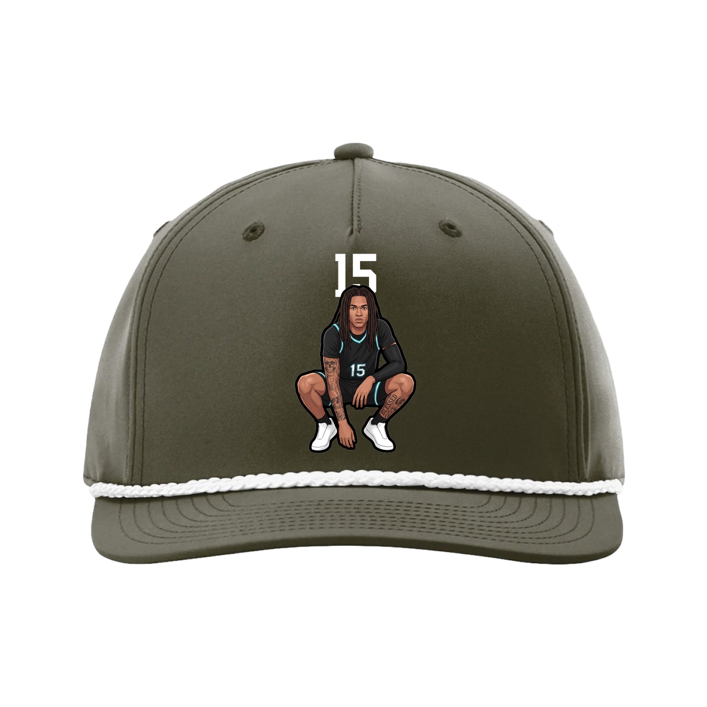 Five-Panel Classic Rope Cap — Number Top in Green
