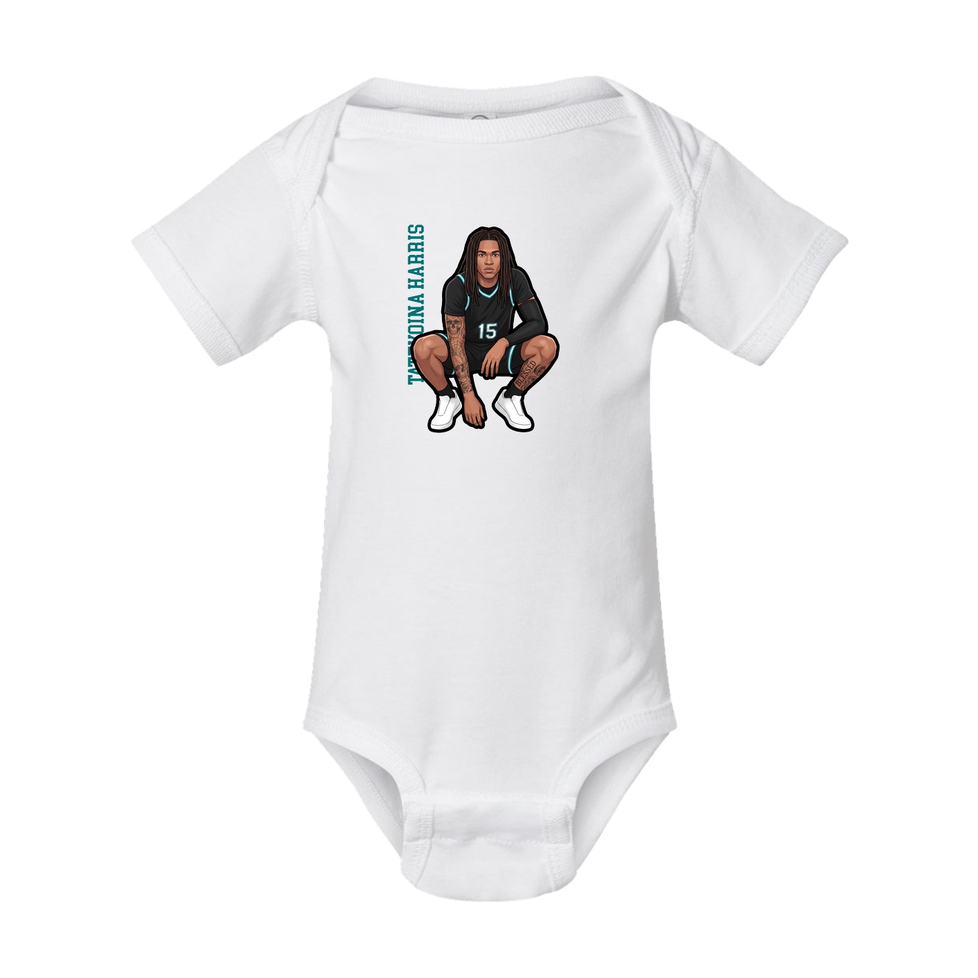 Baby Onesie — Name Vertical in White