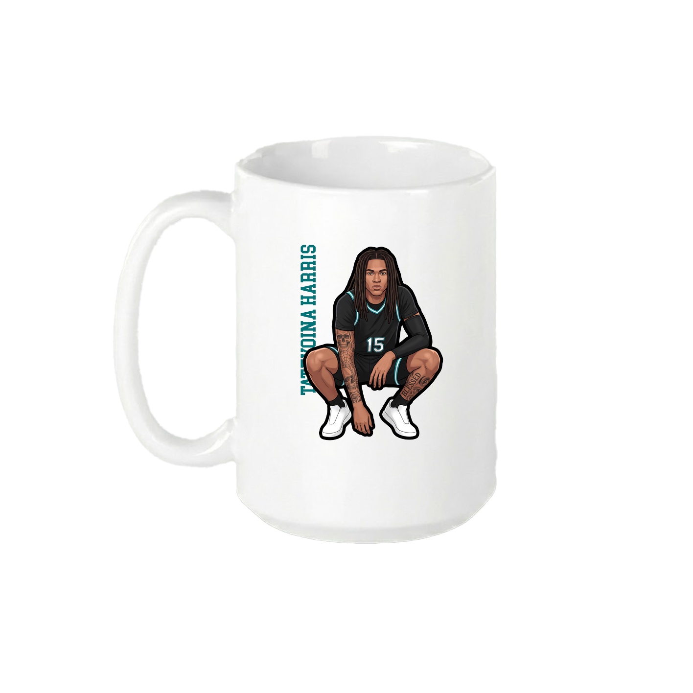 15oz Coffee Mug — Name Vertical in White