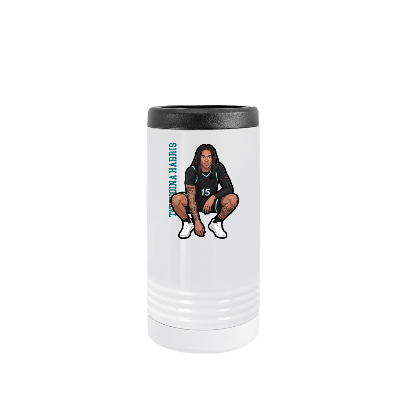 Slim Beverage Holder — Name Vertical in White
