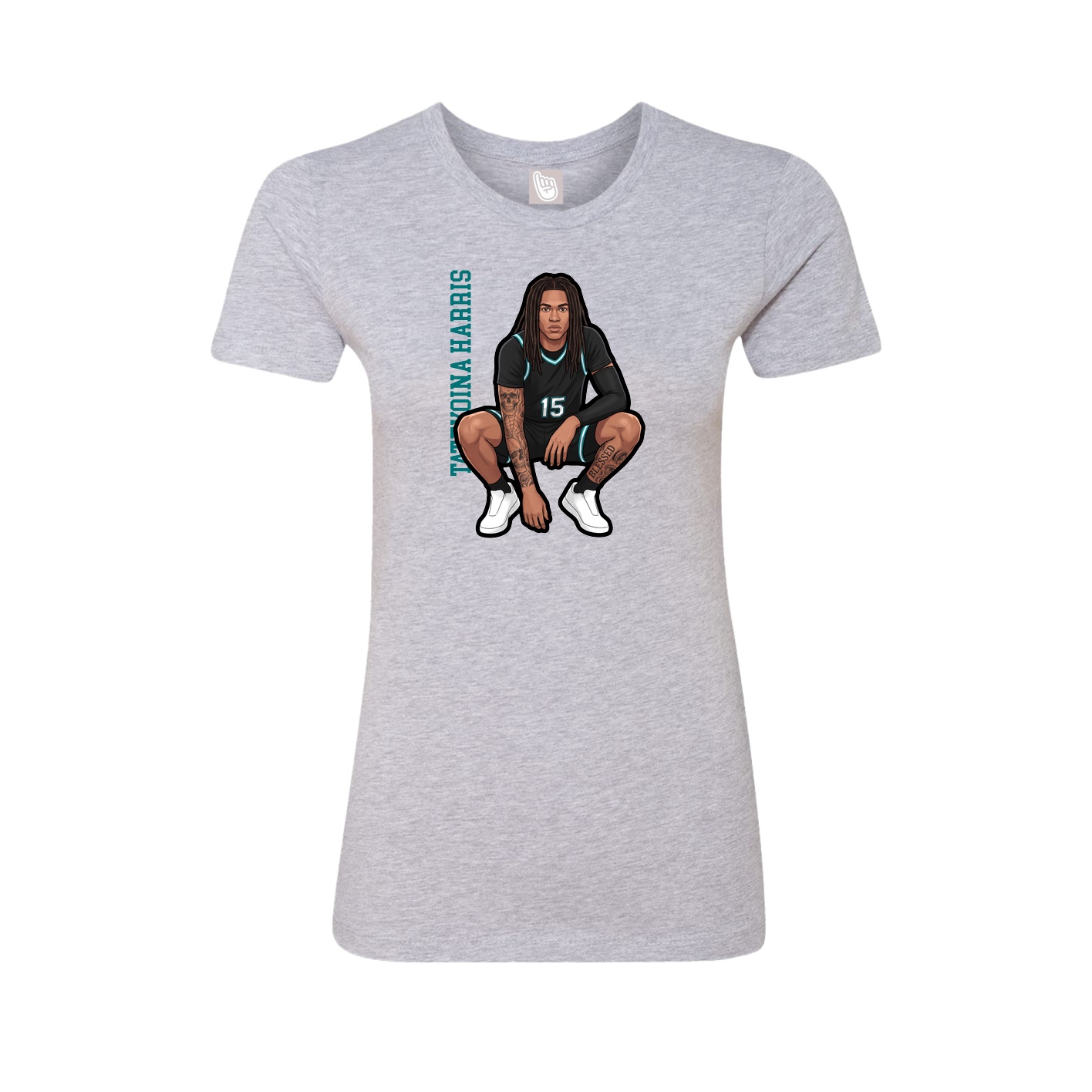 Womens Tee — Name Vertical in Grey