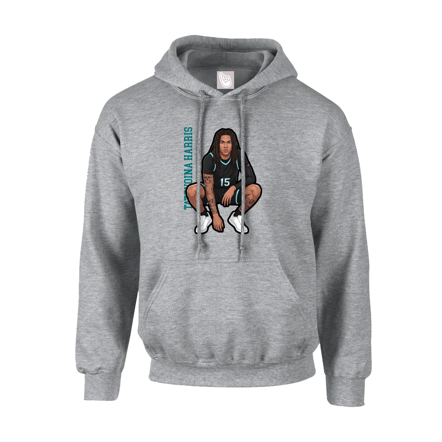 Youth Hoodie — Name Vertical in Grey