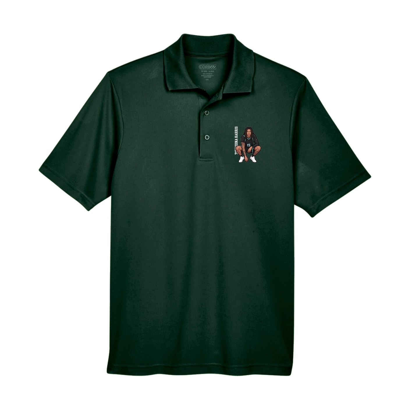 Performance Polo — Name Vertical in Green
