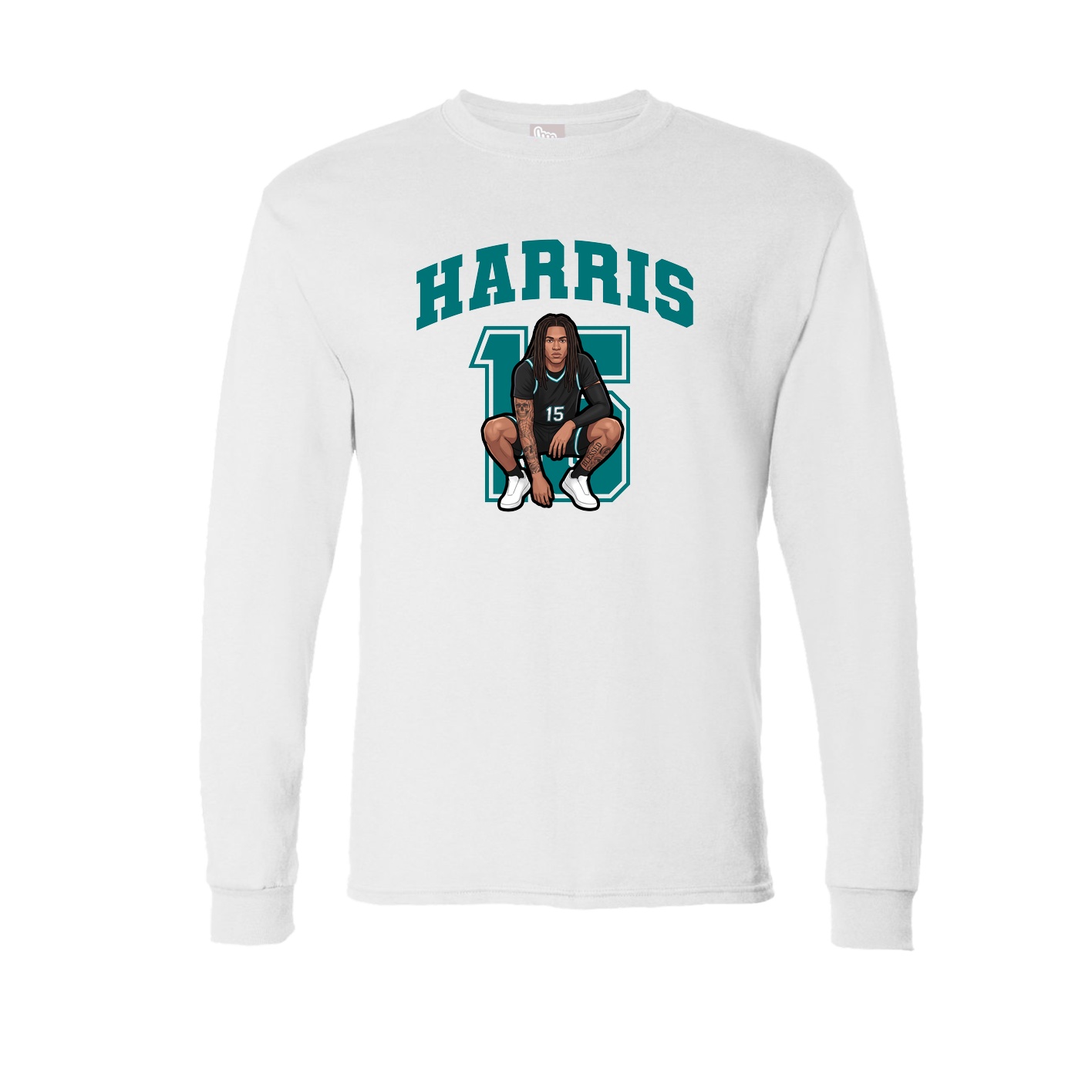 Long Sleeve Tee — Number in White